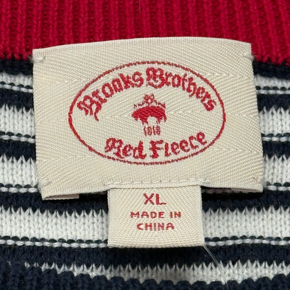 Brooks Brothers Sweater Mens XL Crewneck Red Fleece Striped Pullover Cotton‎ NWT - Picture 5 of 9